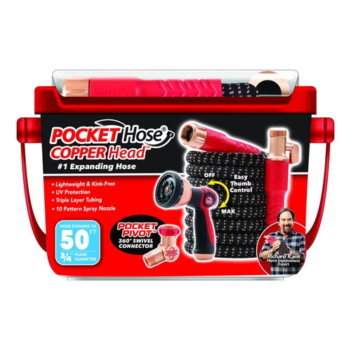 Pocket hose copper head - copper, 50ft